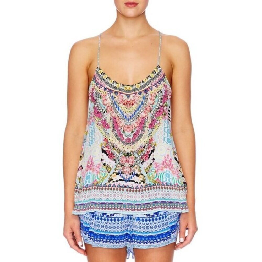Camilla T Back Shoestring Strap Top Under My Size XS